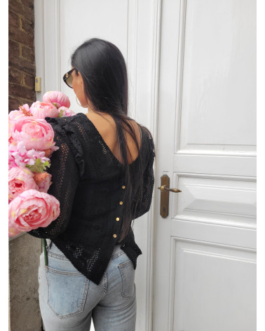 Crochet blouse EMILIA– Black